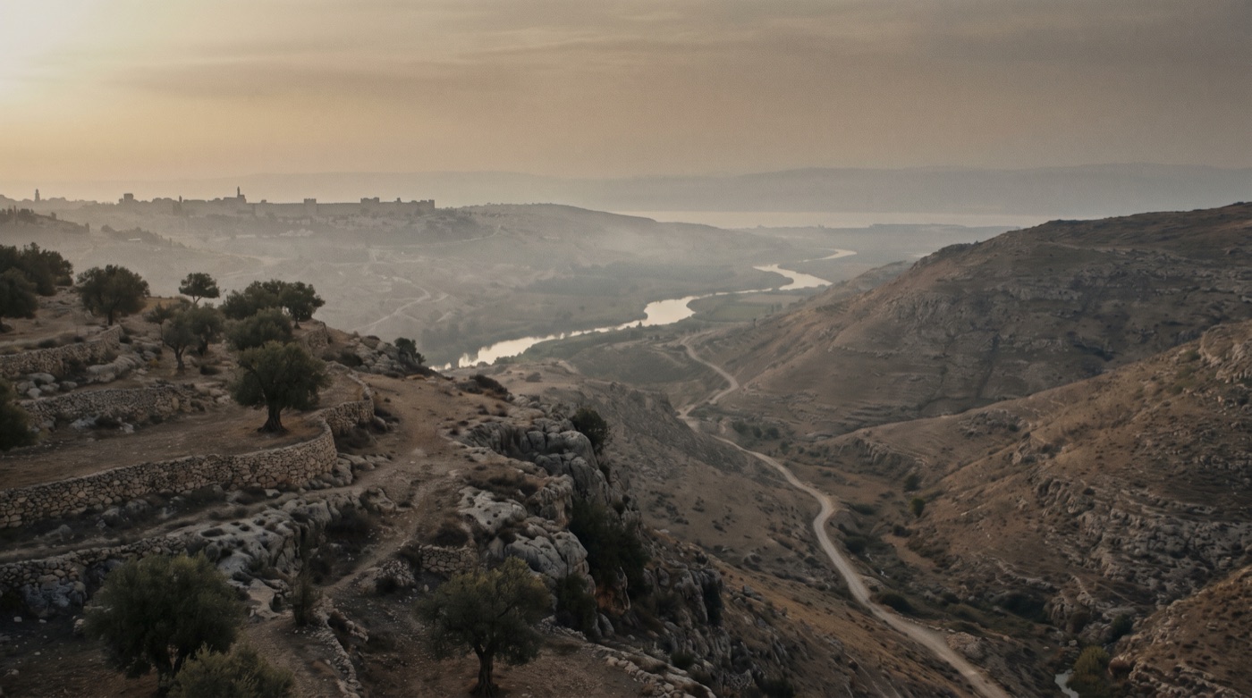 El valle del Jordán visto desde las alturas
