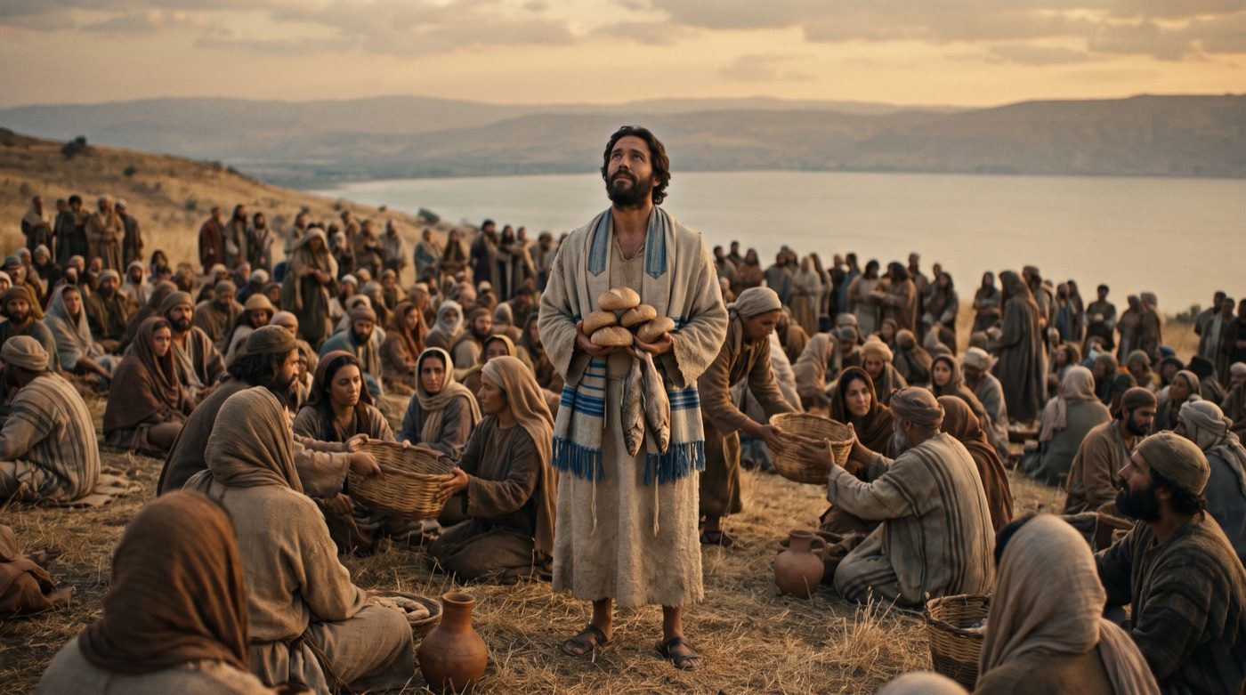 Jesús con los panes y los peces